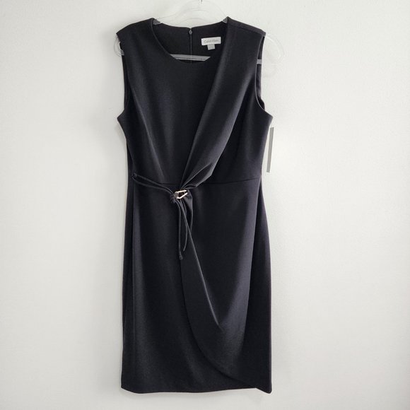 NWT Calvin Klein Black Sheath Dress 12 Office Chic - Picture 1 of 7